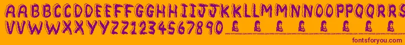 Bedrock-Schriftart – Violette Schriften auf orangefarbenem Hintergrund