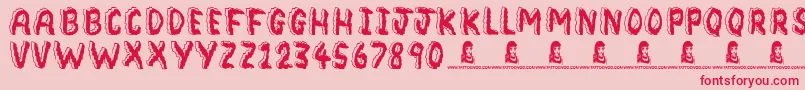 Bedrock-Schriftart – Rote Schriften auf rosa Hintergrund