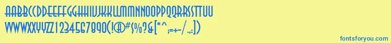 フォントAnnac – 青い文字が黄色の背景にあります。