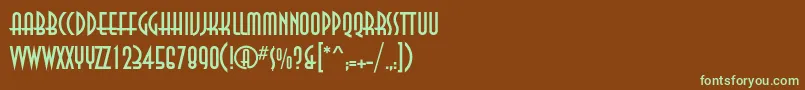 フォントAnnac – 緑色の文字が茶色の背景にあります。