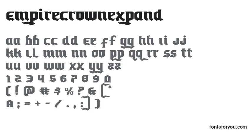 Schriftart Empirecrownexpand – Alphabet, Zahlen, spezielle Symbole
