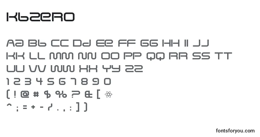 Schriftart KbZero – Alphabet, Zahlen, spezielle Symbole