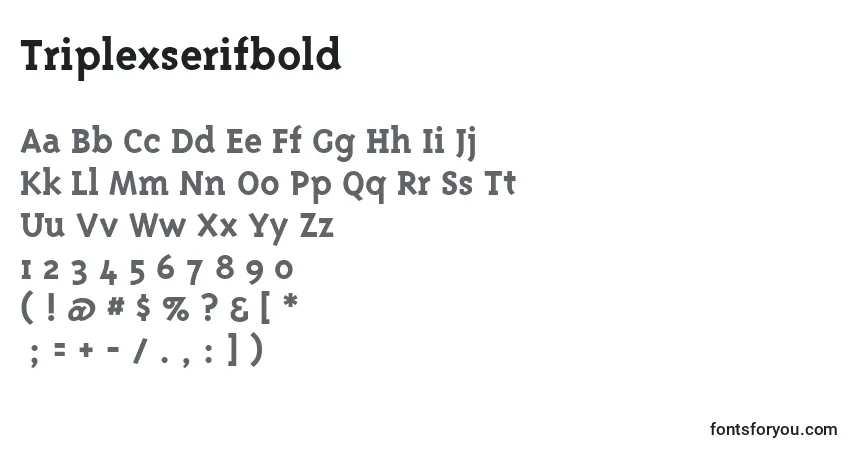 A fonte Triplexserifbold – alfabeto, números, caracteres especiais