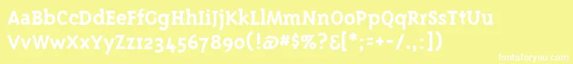 フォントTriplexserifbold – 黄色い背景に白い文字