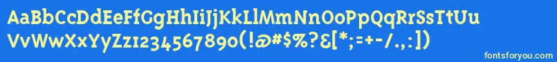 Triplexserifbold-Schriftart – Gelbe Schriften auf blauem Hintergrund