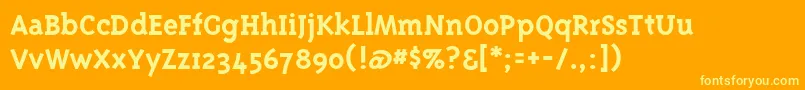Triplexserifbold-Schriftart – Gelbe Schriften auf orangefarbenem Hintergrund