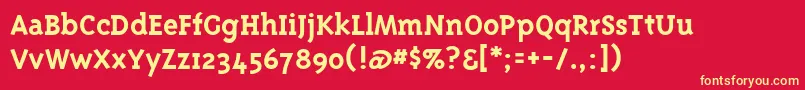 フォントTriplexserifbold – 黄色の文字、赤い背景