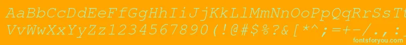 NimbusmonoOblique Font – Green Fonts on Orange Background