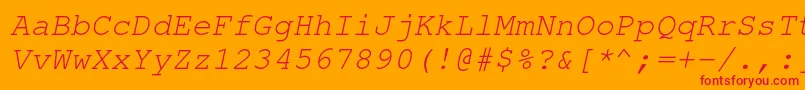 フォントNimbusmonoOblique – オレンジの背景に赤い文字