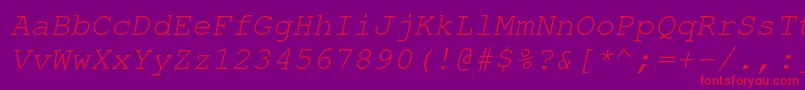 NimbusmonoOblique Font – Red Fonts on Purple Background