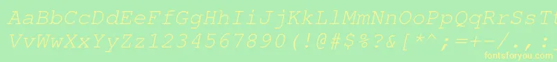 フォントNimbusmonoOblique – 黄色の文字が緑の背景にあります
