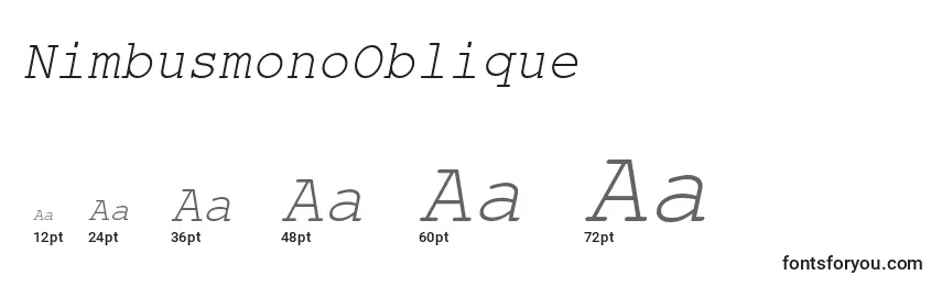 Размеры шрифта NimbusmonoOblique