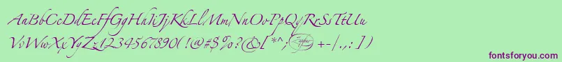 Шрифт LinotypezapfinoOne – фиолетовые шрифты на зелёном фоне