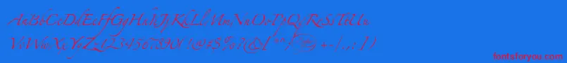 LinotypezapfinoOne-Schriftart – Rote Schriften auf blauem Hintergrund