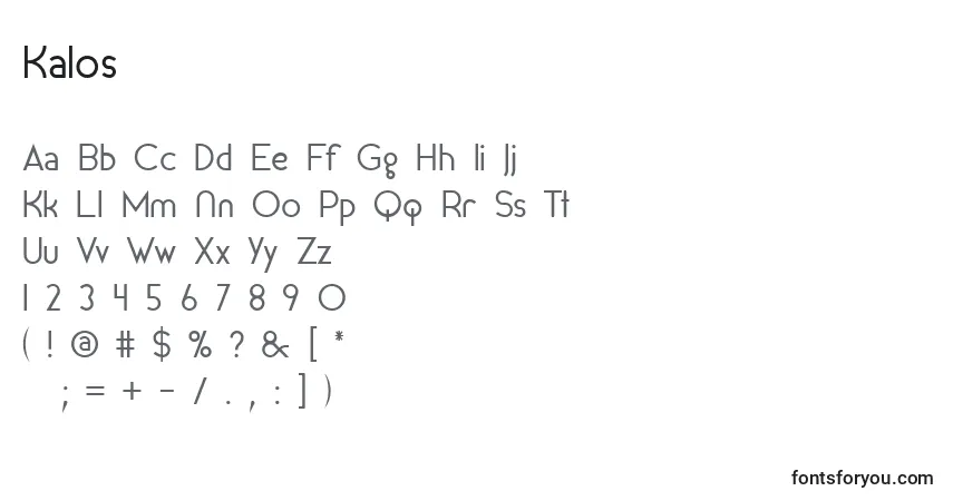 Шрифт Kalos – алфавит, цифры, специальные символы
