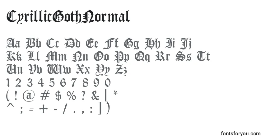 Czcionka CyrillicGothNormal – alfabet, cyfry, specjalne znaki