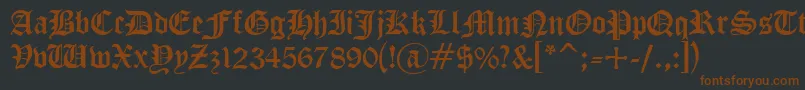 CyrillicGothNormal-fontti – ruskeat fontit mustalla taustalla