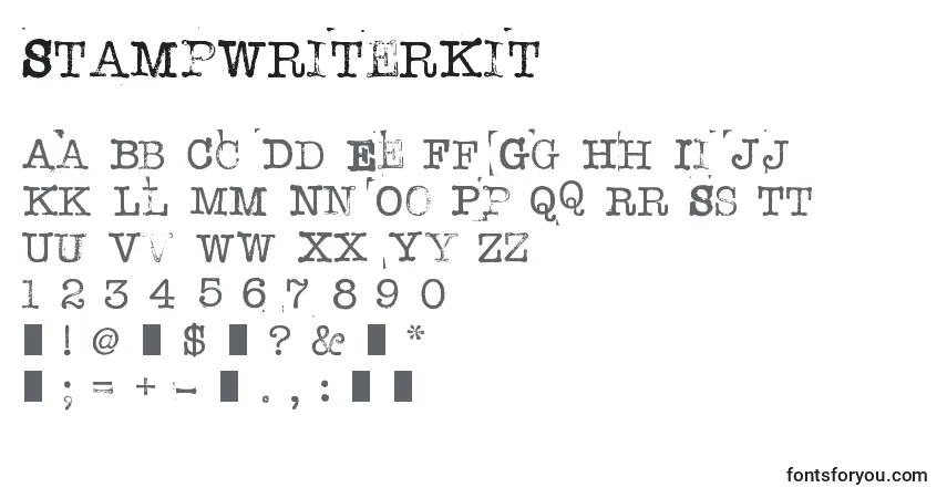A fonte StampwriterKit – alfabeto, números, caracteres especiais