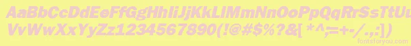 FrankfurtheavyItalic-fontti – vaaleanpunaiset fontit keltaisella taustalla