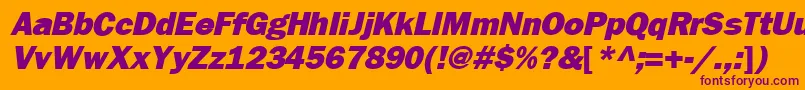 FrankfurtheavyItalic Font – Purple Fonts on Orange Background