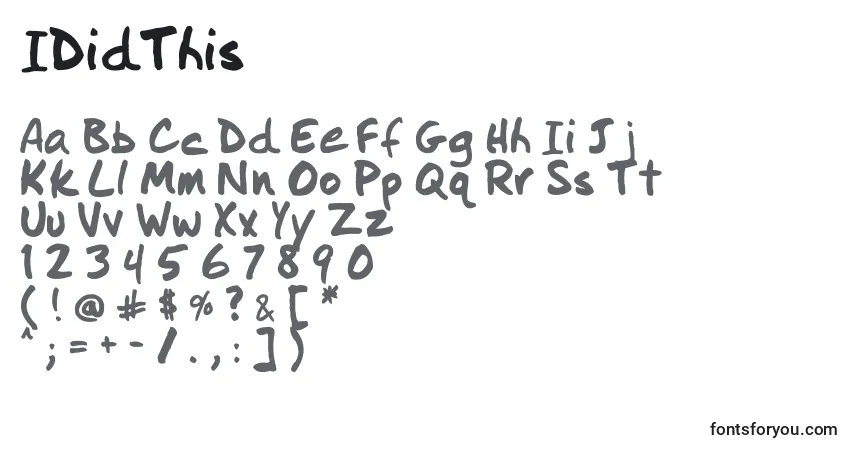 Schriftart IDidThis – Alphabet, Zahlen, spezielle Symbole