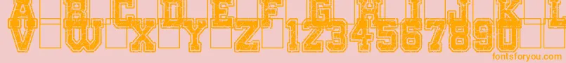 フォントOnlyTheStrong – オレンジの文字がピンクの背景にあります。