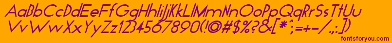 GeoItalic-fontti – violetit fontit oranssilla taustalla