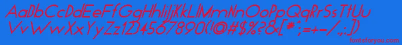 GeoItalic Font – Red Fonts on Blue Background