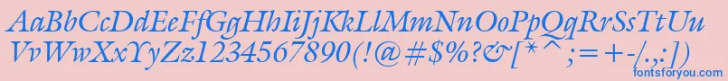 フォントGalliardItalicBt – ピンクの背景に青い文字