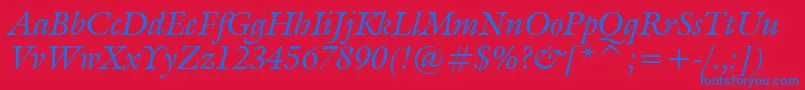 GalliardItalicBt-fontti – siniset fontit punaisella taustalla