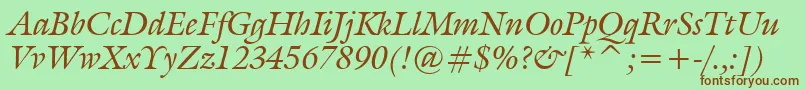 GalliardItalicBt-Schriftart – Braune Schriften auf grünem Hintergrund