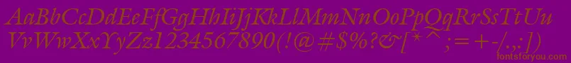 GalliardItalicBt-Schriftart – Braune Schriften auf violettem Hintergrund
