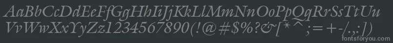 GalliardItalicBt-fontti – harmaat kirjasimet mustalla taustalla