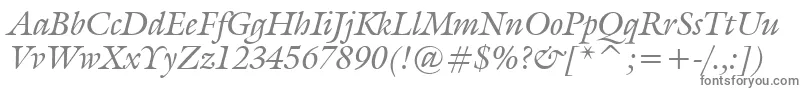 GalliardItalicBt-fontti – harmaat kirjasimet valkoisella taustalla