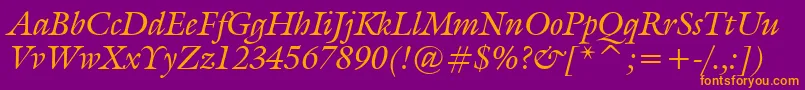 GalliardItalicBt Font – Orange Fonts on Purple Background