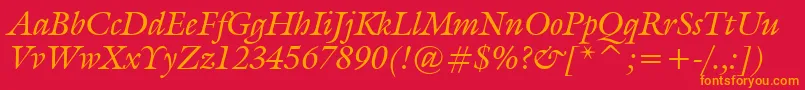 GalliardItalicBt Font – Orange Fonts on Red Background