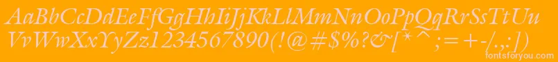 GalliardItalicBt-fontti – vaaleanpunaiset fontit oranssilla taustalla