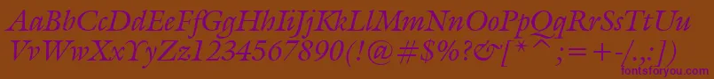 GalliardItalicBt Font – Purple Fonts on Brown Background