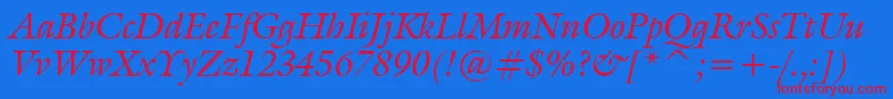 GalliardItalicBt Font – Red Fonts on Blue Background