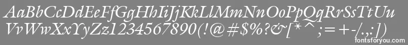 フォントGalliardItalicBt – 灰色の背景に白い文字