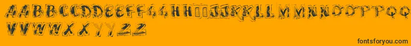 VtksScrubbed-Schriftart – Schwarze Schriften auf orangefarbenem Hintergrund