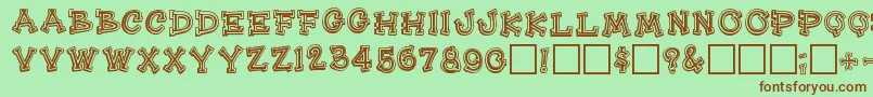 フォントHeehawregular – 緑の背景に茶色のフォント