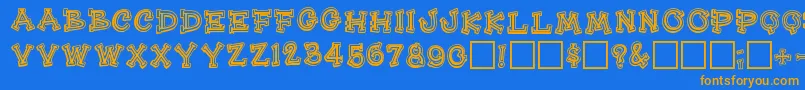 Heehawregular Font – Orange Fonts on Blue Background