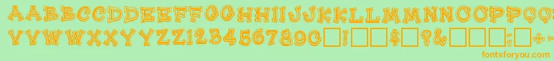 Heehawregular-Schriftart – Orangefarbene Schriften auf grünem Hintergrund