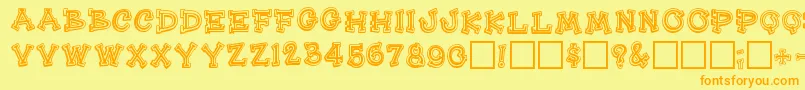 Heehawregular Font – Orange Fonts on Yellow Background