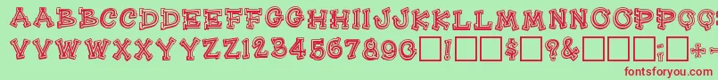 Heehawregular-Schriftart – Rote Schriften auf grünem Hintergrund