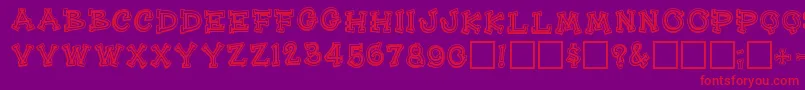 Heehawregular-Schriftart – Rote Schriften auf violettem Hintergrund