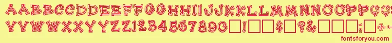 Heehawregular Font – Red Fonts on Yellow Background