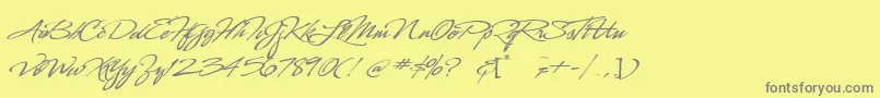 LhfSofiaScript Font – Gray Fonts on Yellow Background