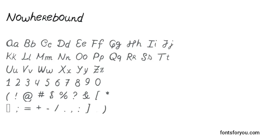 Шрифт Nowherebound – алфавит, цифры, специальные символы